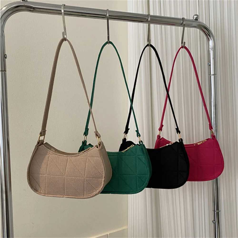 Trendy Felt Shoulder Bags For Women WomenS Subaxillary Bag Design Advanced Texture Armpit Handbags Purses Crescent Saddle BagXJ250121