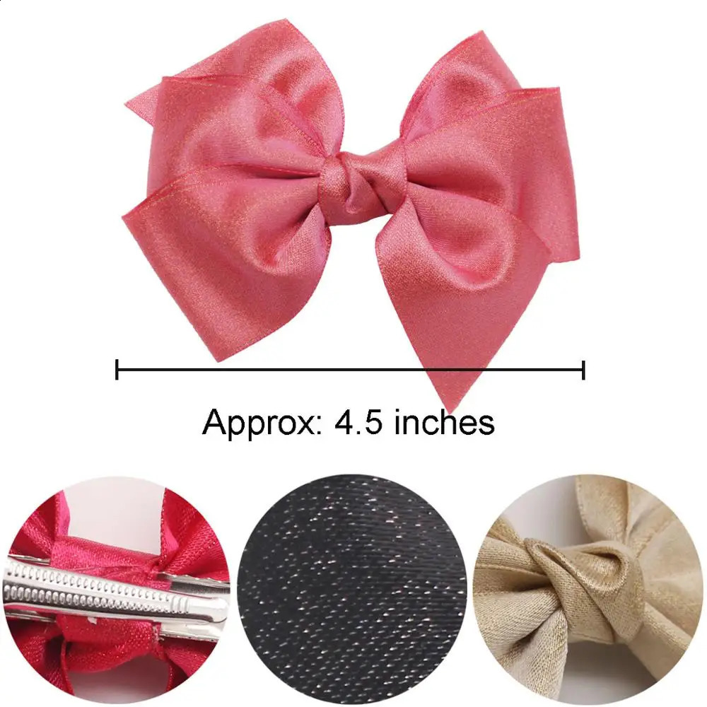 30 Pieces 4.5 Inch Hair Bows Clips Chiffon Ribbon Boutique Pigtail Hair Bow Alligator Clips For Girls Toddlers Kids 250120