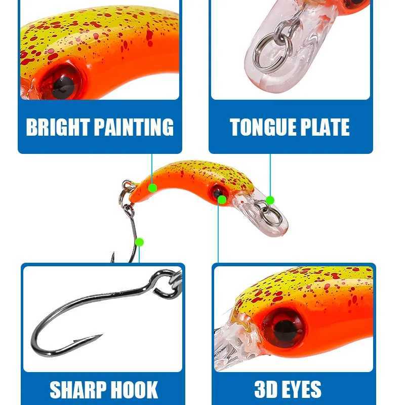 FLYSAND 8Pcs/Box Floating Mini Minnow Fishing Lures Artificial Hard Bait Sharp Hook Crankbait Lure Fishing AccessoriesXJ250122