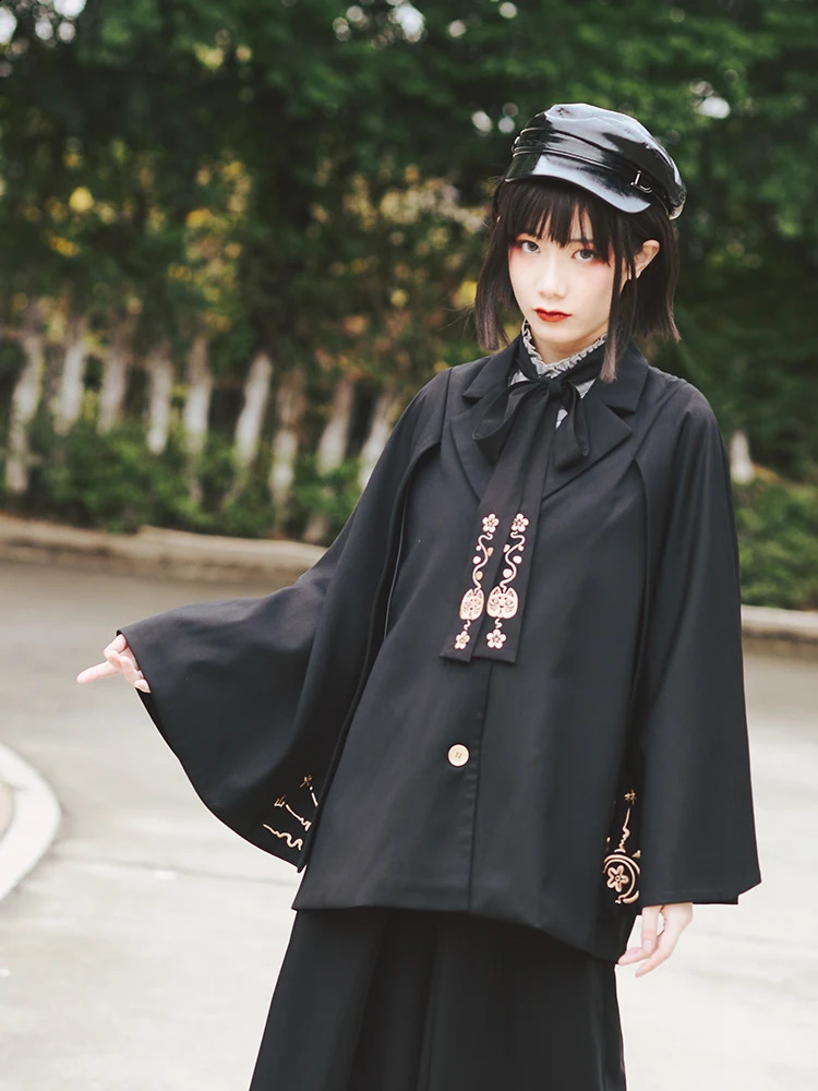 Chinese Style National Style Han Elements Embroidery Cloak Coat Cloak Retro Academic Atmosphere Shawl Tops Cos Cosplay 250121