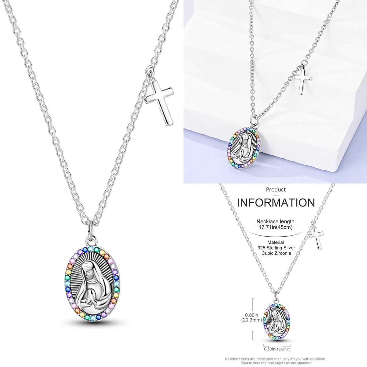 Original 925 Sterling Silver The Virgin Mary Necklace Zirconia Crystal Jewellery Party Birtay Wedding Women Anniversary GiftXJ250114