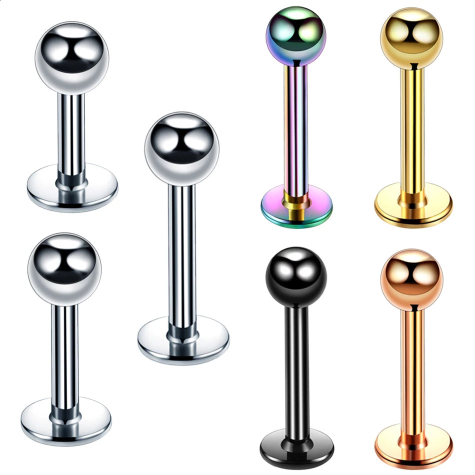 HS Lot 1Piece Steel Assorted Colors Labret Stud Lip Piercing Ear Cartilage Tragus Helix Ring Fashion Charming Jewelry 250110