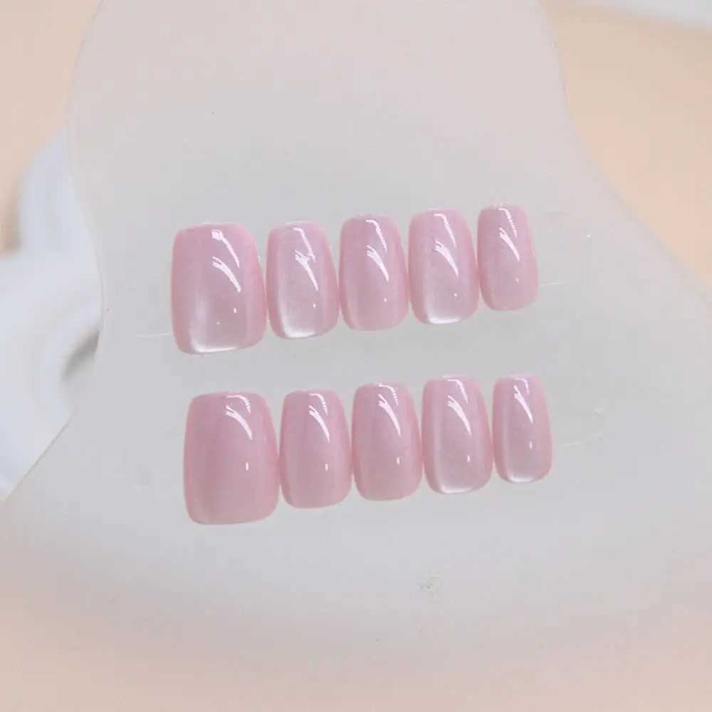 French False Nails New Long Square Cat Eye Nail Tips Shining Full Cover Press on Nails Women GirlsW250120