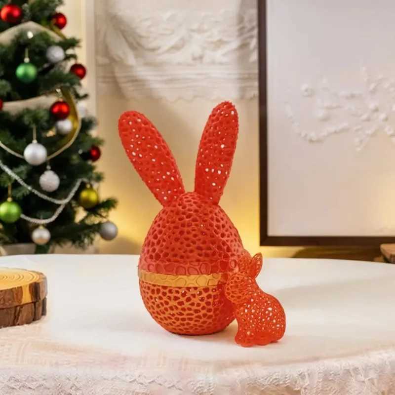 3d Printed Easter Bunny Egg Set Hollow Decoration Crafts Handmade Gift for Kids Perfect Table And Desk Ornament Toy Figurines Free shipping