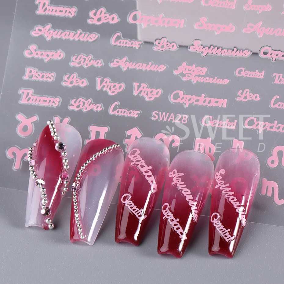 3pcs/set Zodiac Alphabet Symbol Nail Art Stickers Gold Constellation Words Twelve Constellation Nail Decals Manicure DecorationXJ250120