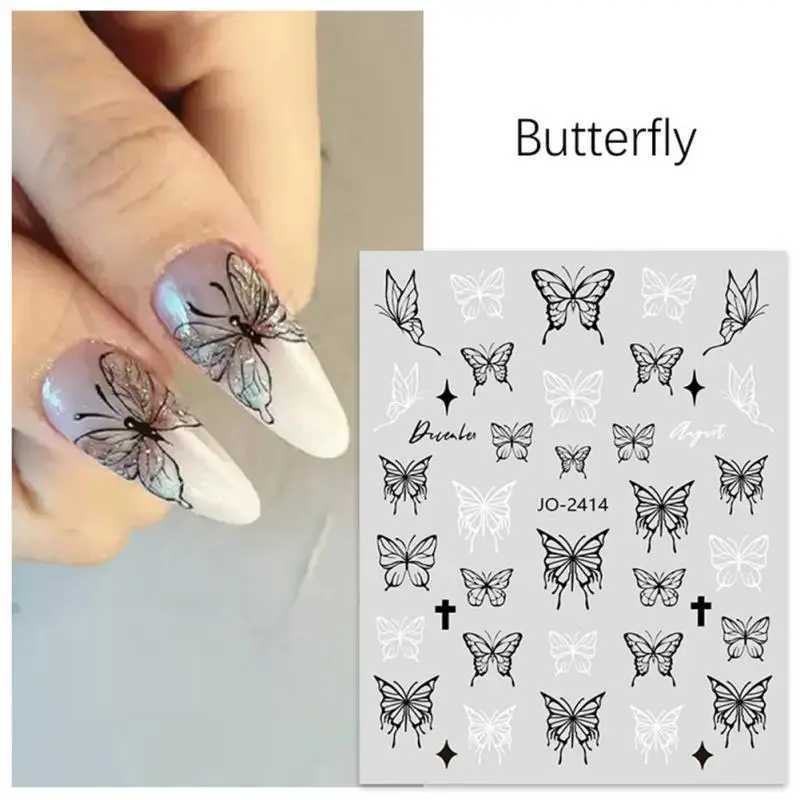 Abstract Simple Line Graffiti Nail Sticker Nail Art Decoration Geometric Line Flower 3D Sticker Nail Art AccessoriesXJ250120