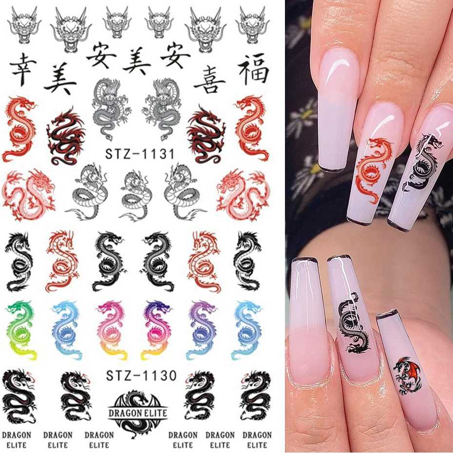 Red Black Colorful Dragons Nail Stickers Angel Virgin Mary Water Decals Temporary Tattoo Slider For Nail Manicure LESTZ1114-1137XJ250120