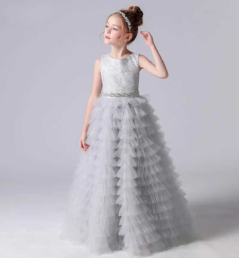 Dideyttawl Customized Long Girls Formal Princess Gown Tiered Flower Girl Dresses For Wedding Party Tulle Junior Bridesmaid Dress X250203