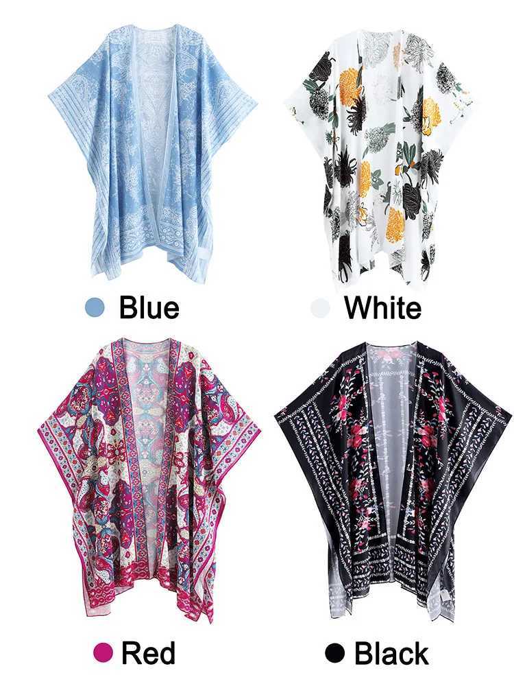 Boho Printed Bikini Cover-ups Kimono Pareo Dr Women Beach Outfits 2023 Summer Beachwear Swim Suit Cover Up Sarong W250120