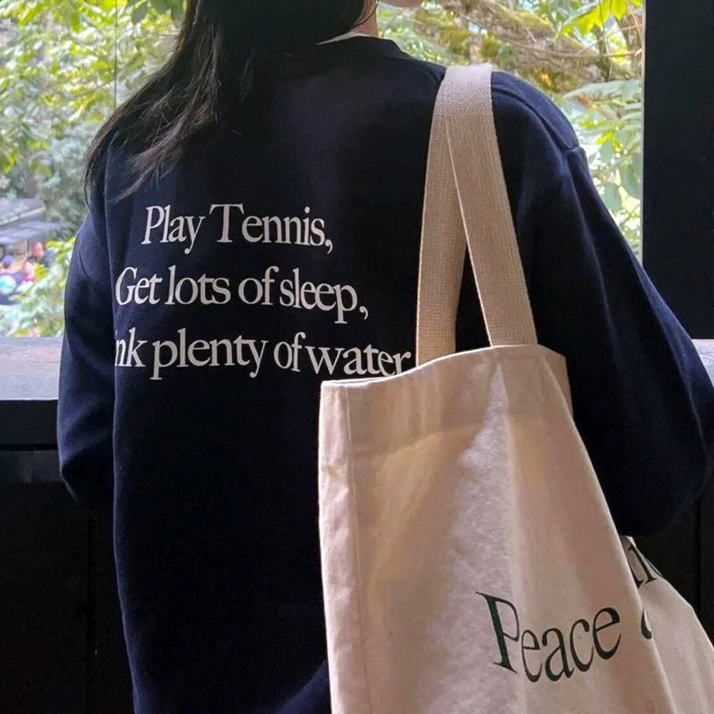 Drink Plenty of Water Letters Printing Retro Style Crewneck Sweatshirts Women Autumn Terry Cotton Loose Long Sleeve Pullover 250122
