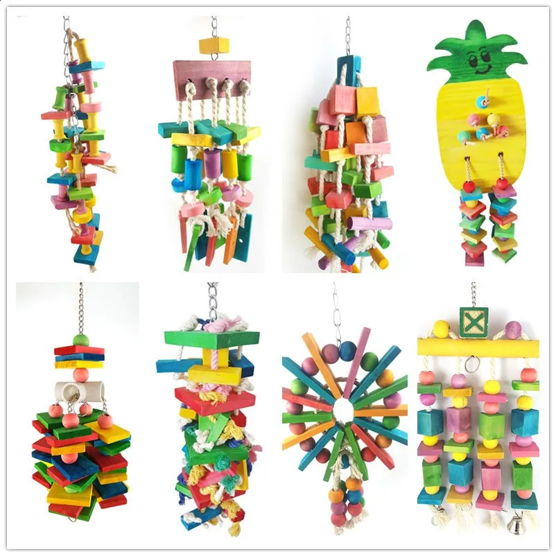 Parrot Grinding Swing Station Ladder String Toy Bird Supplies DIY Claw Paw Dumbbell Color Wood Rope Pet Products 250121