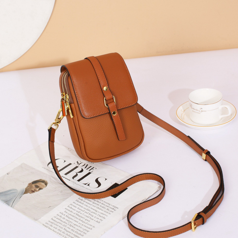Bag Mobile Made Of Genuine 2025 Trendy Small Soft Leather Mobile Phone Women's Crossbody Bag, High-End Single Shoulder Bag
