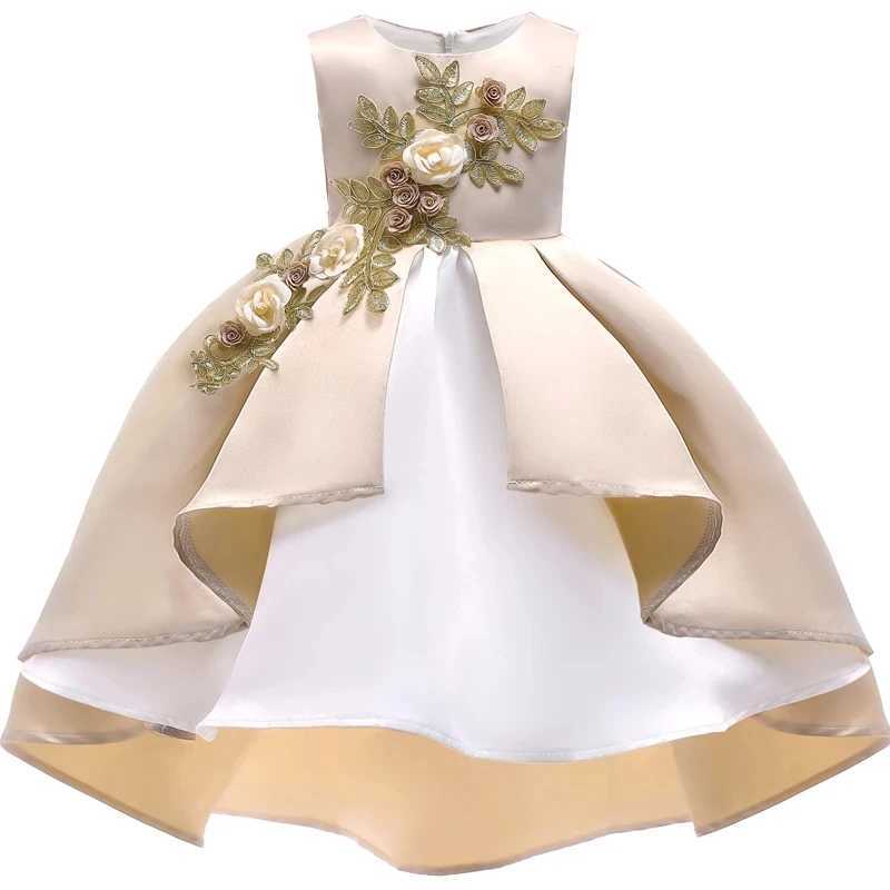 New 2024 Baby Girls Flower Party Ball Gown Dress With Lace Children Christmas Birthday Princess Dresses For 2-10 Years Wear X250203