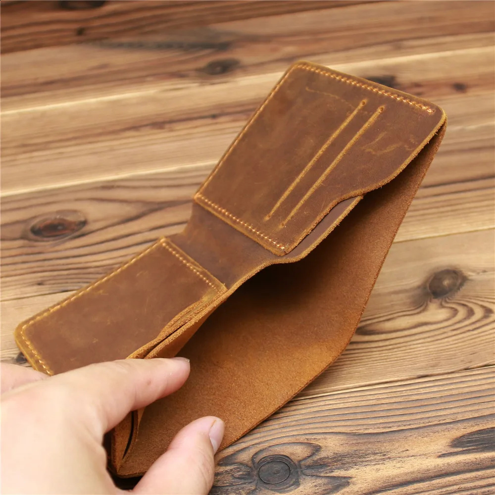 Engraving Arrival Vintage Mens Genuine Leather Credit Card Holder Small Wallet Money Bag ID Card Case Mini Purse For Male 250120