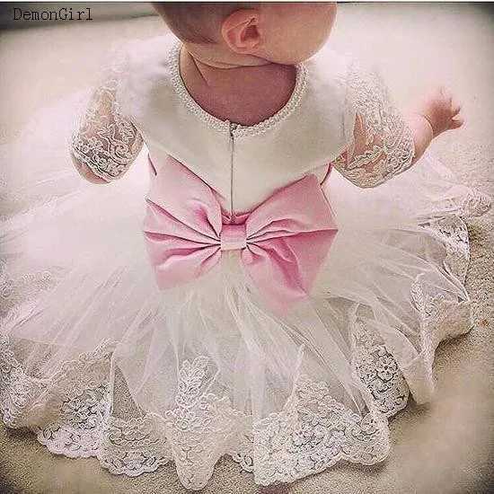 6M-14Y Preschool Baby Girl Dress Lace Bow Party Dress Christmas First Birthday Dress Short Sleeve X250203
