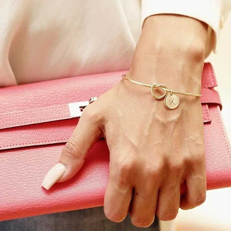 RetroGem Trendy Initial Letter Charm Bangle for Women Men Lover Wife Stainless Steel Letter Cuff Bracelet Couple Jewelry Whosale W250121