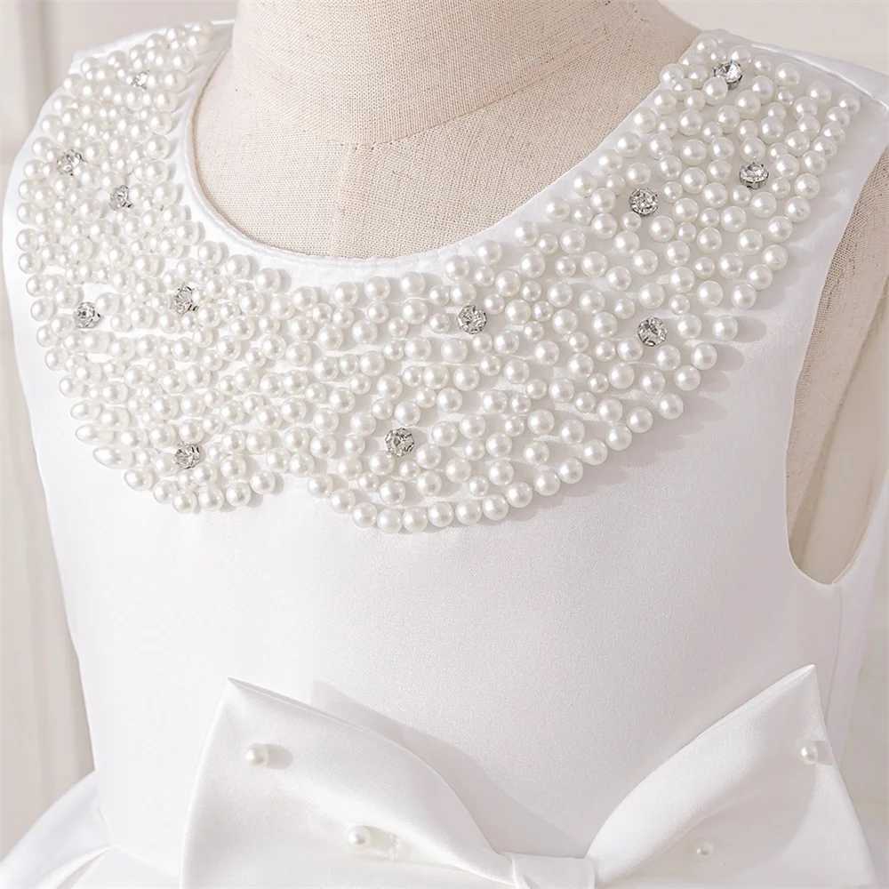 Newborn White 1st Birthday Dress For Baby Girl Clothes Beading Princess Dress Girls Dresses Big Bow Baptism Party Gown 0-4 Year X250203