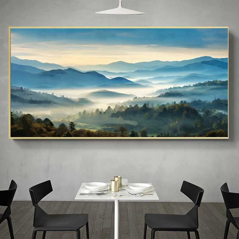 Blue Green Ridge Mountains National Park Forest Poster Print Watercolor Wall Art Travel Canvas Painting Home Decor CuadrosXJ250116