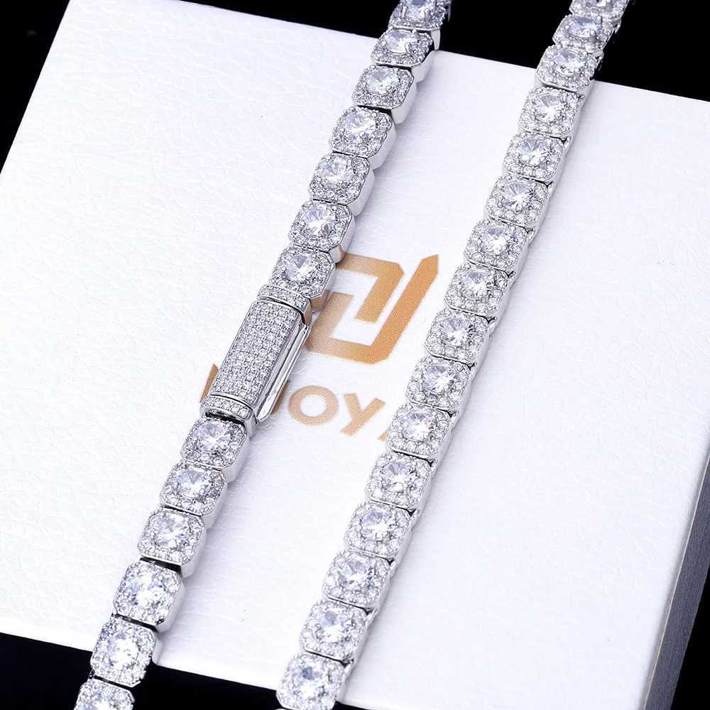Hip Hop Jewelry 7mm d Tennis Chain Long Clasp Necklace Bling Zircon Cluster Diamond Gold Plated Choker For Women DropShippingXJ250114