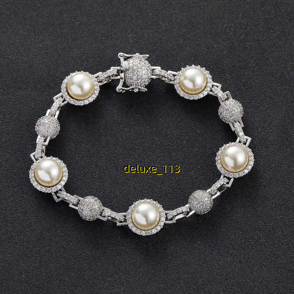 High Quality Pearl Bracelets Mens Womens Iced Out Gold Sier Chains Vintage Hip Hop Bracelet Jewelry