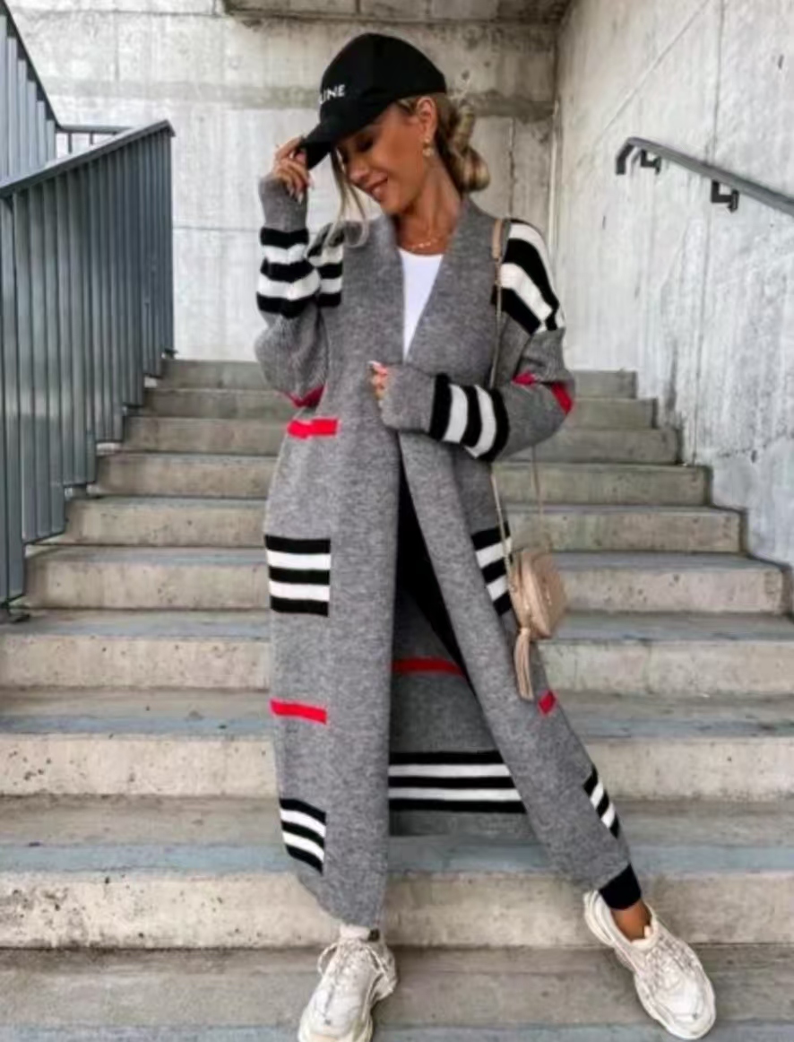 Designer coat women's casual buttons long sleeve long coat loose