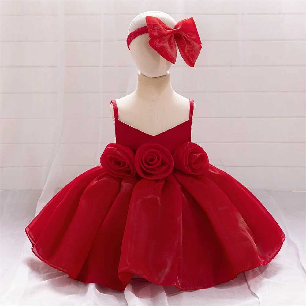Christmas Baptism Party Dress for Girls Costume Toddler Bow 1st Birthday Flower Wedding Princess Dresses Bridesmaid Evening Gown X250203