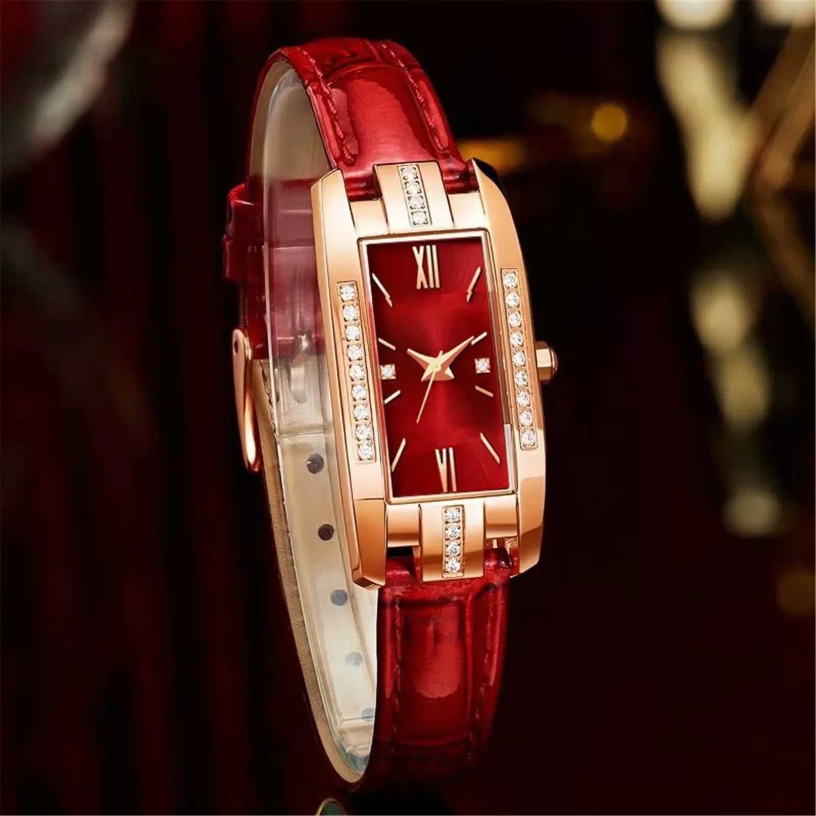 High Quality Classic Retro Wen Belt Quartz Square Green Quartz Watch Student Wen Wear Clock Luxury Style Watch Women X250203