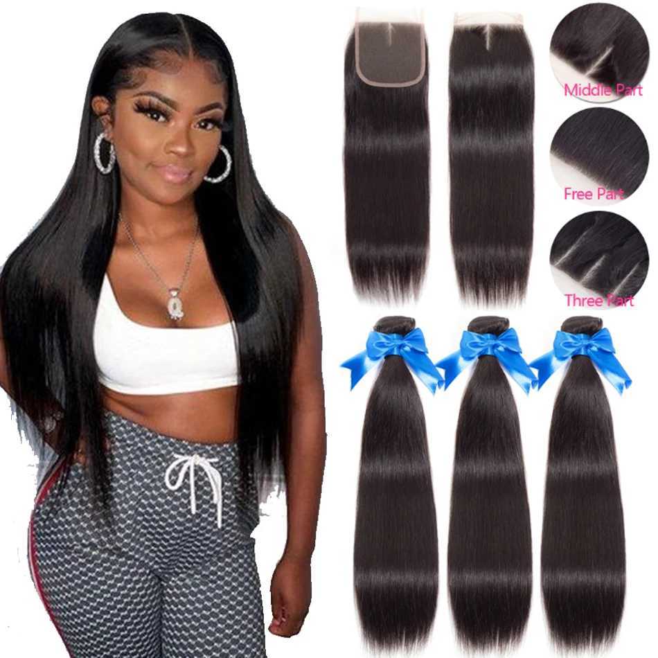 Jessenia Hair 4x4 HD Lace Clo Straight Hair 3 Bundles With Clo Malaysian Hair Bundles With Clo 100% Human Hair WeaveXJ250120