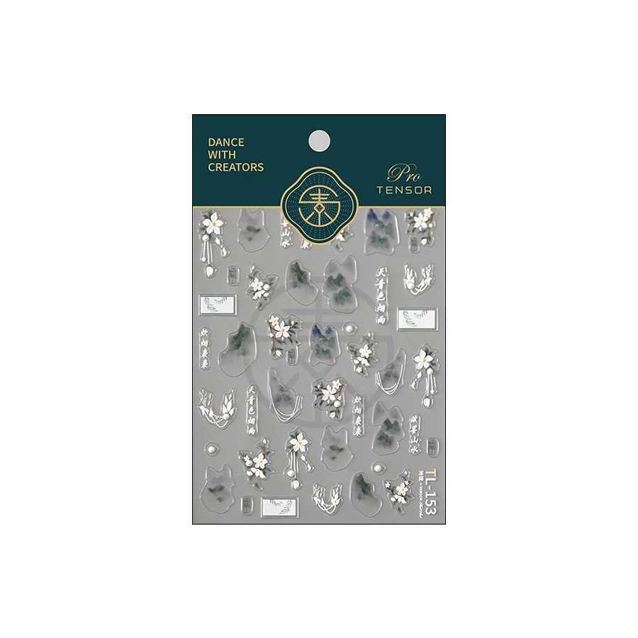 1 pc 5D antique flower nail stickers high quality embossed flower nail art stickers transparent diamond nail decoration stickersXJ250120