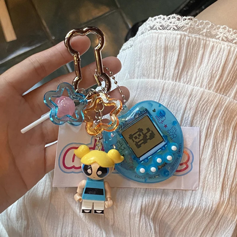 Creative Childhood Vintage Rainbow Game Console Bone Keychain Kawaii Harajuku Charm Crystal Heart Lock DIY Bag Pendant Keychain250114