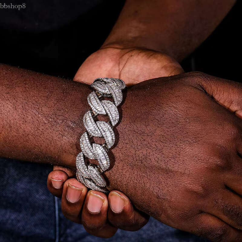 Cuba Chain 6MM sier hip hop jewelry men's bracelet cuban k chain moissanite