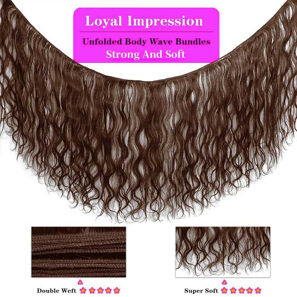 Chocolate Brown Body Wave Bundles With 13x4 Frontal Color #4 Remy Human Hair Extension 2/3/4 Bundles with Lace Frontal for WomenXJ250120