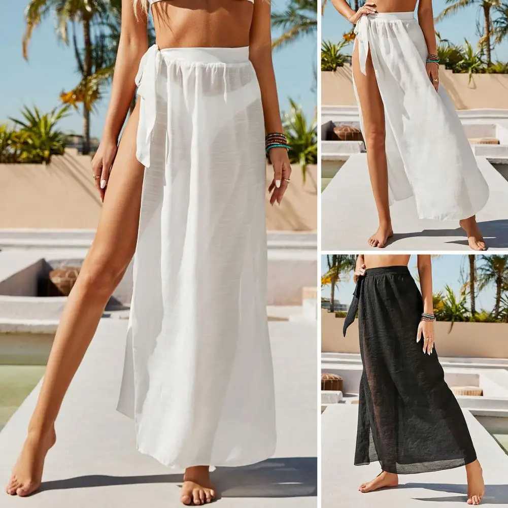 Simple Solid Color Beach Maxi Skirt Bikini Wr Breathable Cover Up Skirt Swimwear Scarf Maxi Cover Up Skirt Beachwear W250120