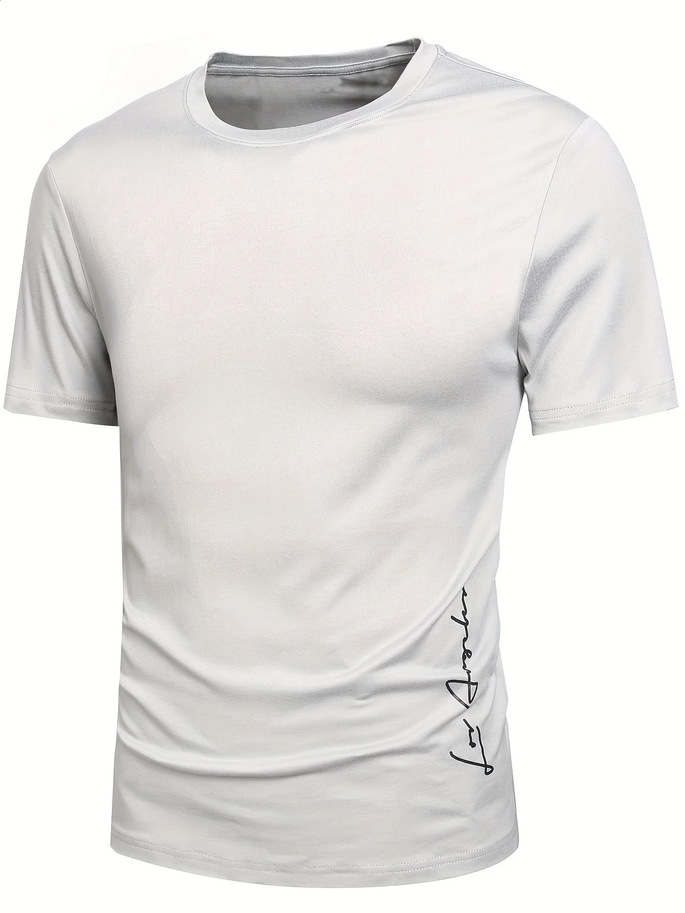 summer loose Contrast Color Alphabet los Angelest print slim fit casual sports round neck short sleeved Tshirt 250120