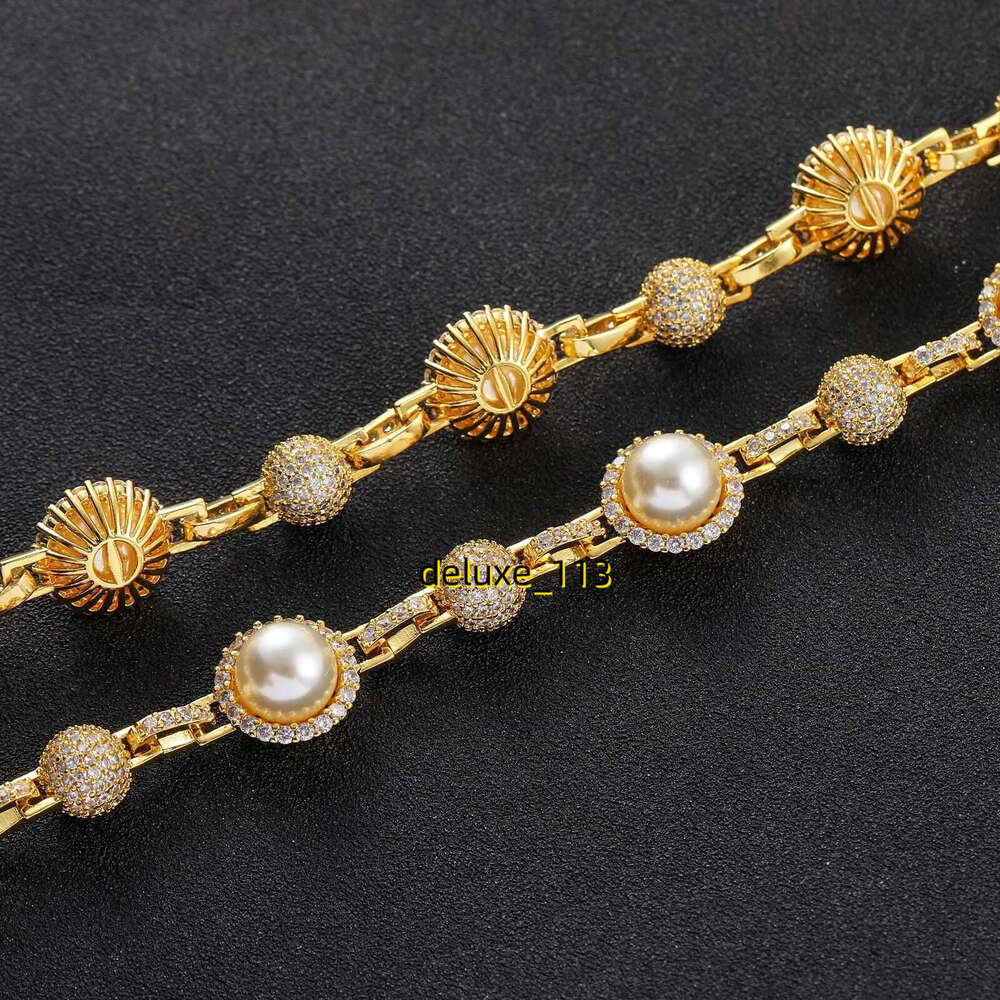 High Quality Pearl Bracelets Mens Womens Iced Out Gold Sier Chains Vintage Hip Hop Bracelet Jewelry
