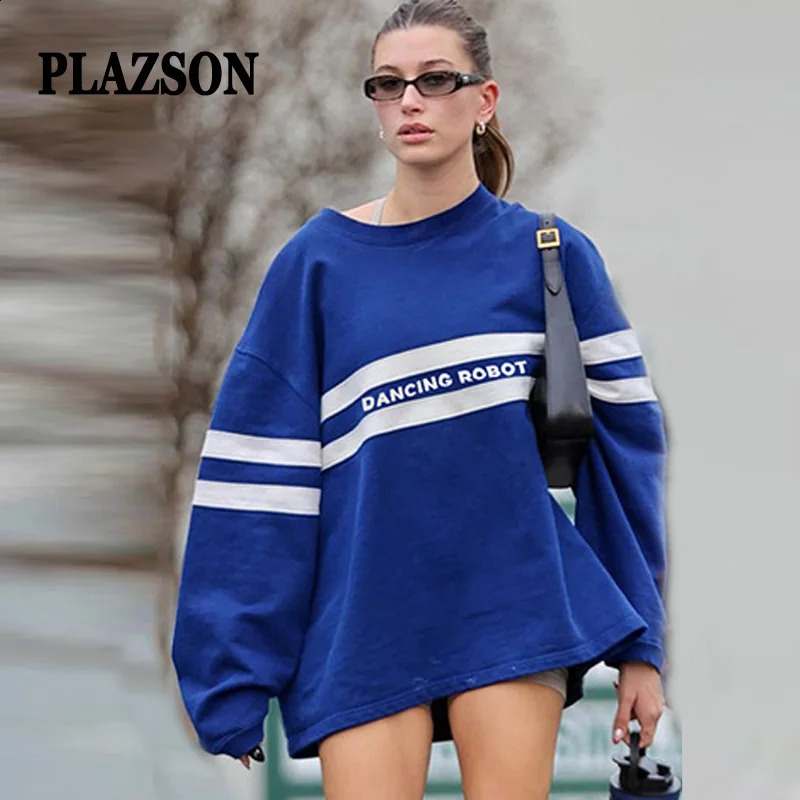 PLAZSON Loose Letter Print Pullover Women Spring Long Sleeve O Neck Sweatshirt Daily Streetwear Tops ropa de mujer sudaderas 250122