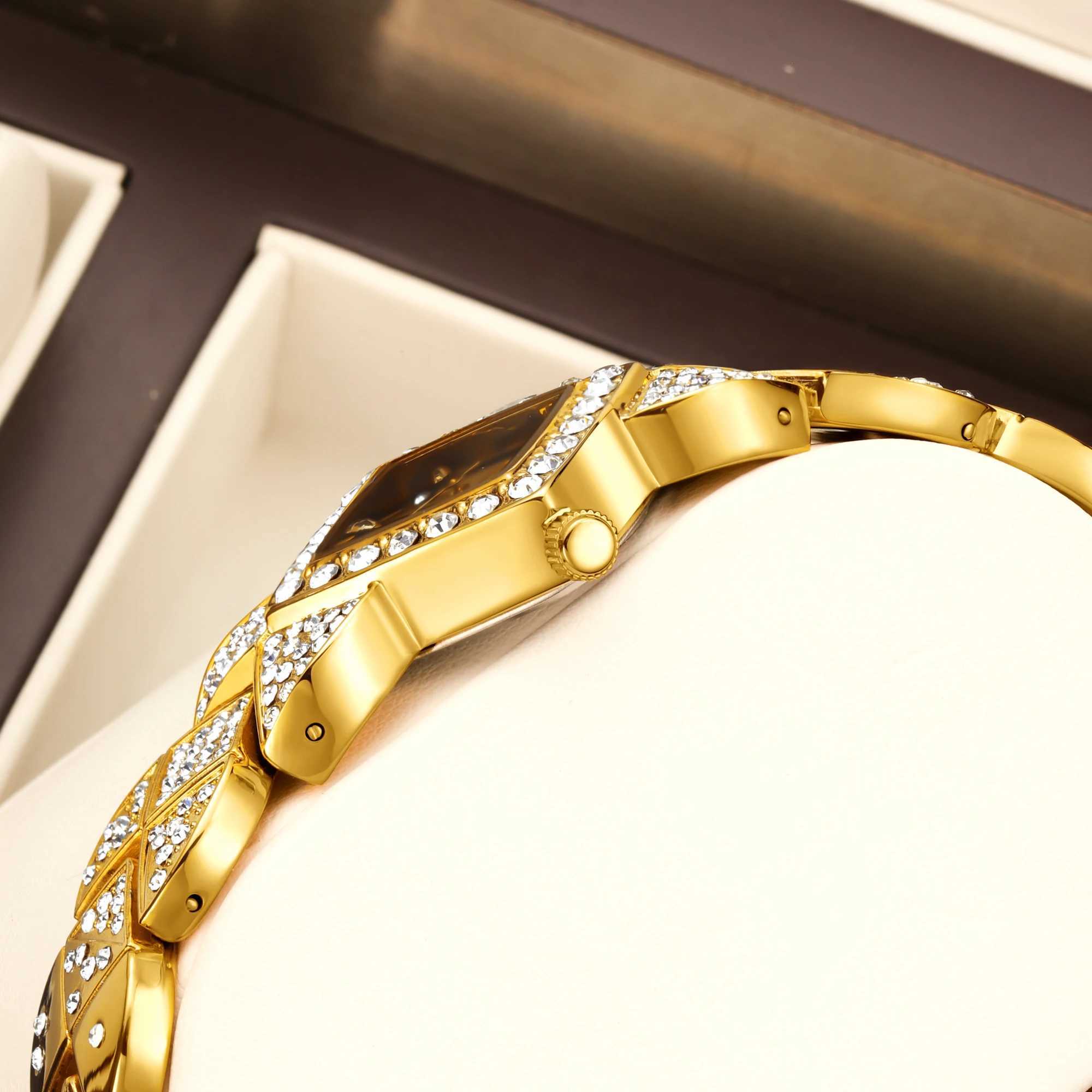 YaLaLuSi Brand Classic Hot Selling Wens Watches Gold Crystal Diamonds Luxury Box Watch Remover Ladies Gift Ion Gold Plating X250203
