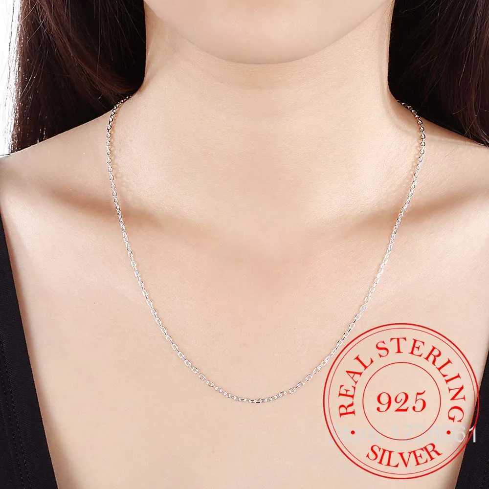 Womans Fine Jewelry 925 Sterling Silver Flat ROLO Chain Necklace Charm 2MM Wide Silver Necklace 1618 20 22 24XJ250114