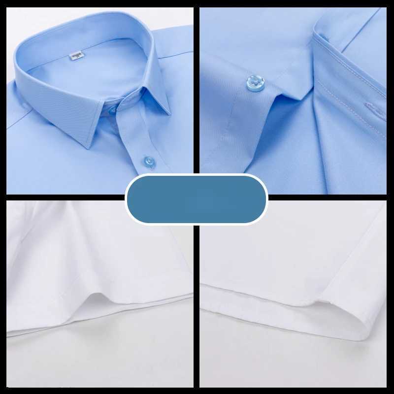 Business Mens Long Sleeve Shirts Elegant Solid Plain Bamboo Fiber Office Formal Dress Shirt Casual Standard Male Workwear ShirtXJ250121