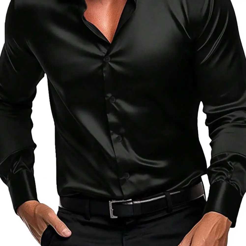 Summer Mens Shirt Long Sleeve Shirt Party Evening Dress Holiday Top T-shirt Silk Red Golden Ceremony TopXJ250121