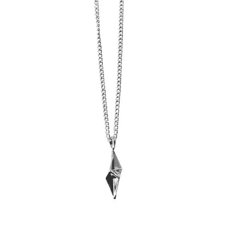 3D Thunder Lighting Pendant Necklace for Men Women Stainless Steel Neck Chains Geometric Rhombic Charm Hip Hop Sweater NecklaceXJ250121