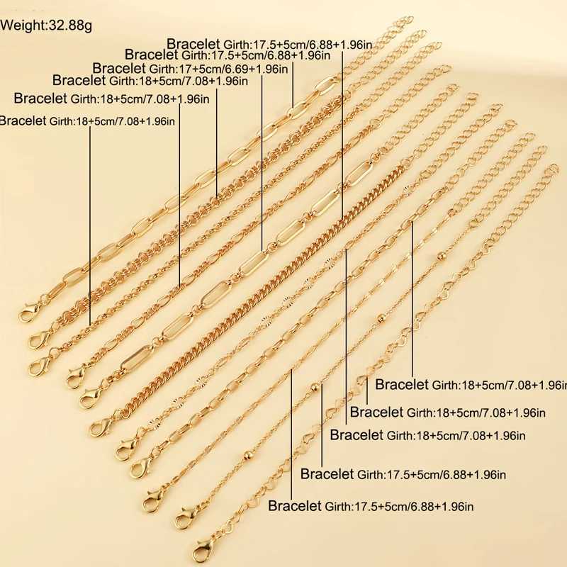 New 11Pcs/set Vintage Boho Cuban Bracelets For Women Temperament Gold Color Stackable Bracelets Sets Fashion Daily Wear Jewelry W250121