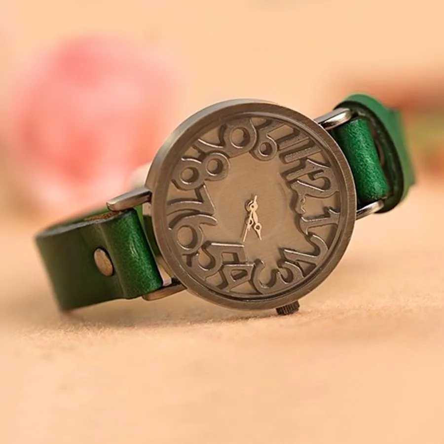 Shsby New Vintage Digital Hollow Genuine Cow Leather Strap Watches Wen Dress Watches Fem Quartz Watch Student Leisure Watch X250203