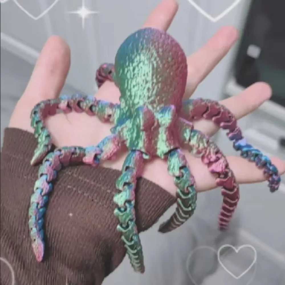New 2025 3D Printed Figurine Flexible Joints Home Office Desktop Decor Ocean Animal Aquarium Fish Tank Octopus Ornaments Free shipping