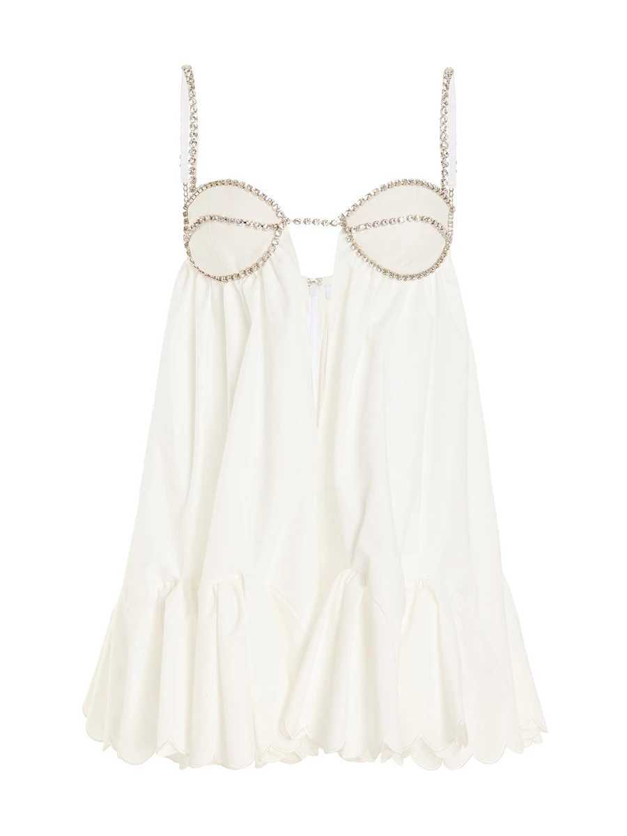 Women Loose Spaghetti Strap Dress Summer Crystal Rhine Cutout Cocktail Party Mini A-line Dress for Beach NightclubXJ250115
