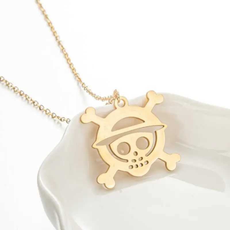 Anime One Piece Luffy Saron Skeleton Pirate Pendants Chain Choker Jewellery cosplay Fashion Necklace Jewelry Party AccessoriesXJ250121