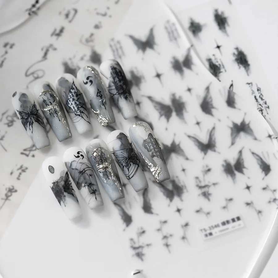 3D Embossed Butterfly Nail Art Stickers Decals Self-Adhesive Nail stickers 5D Black Butterfly Nail SuppliesXJ250120