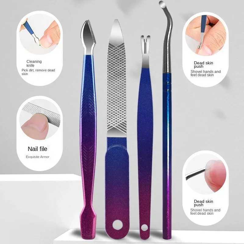 Manicure Set Stainless Steel Gradient Professional Pedicure Kit Nail Scissors Grooming Kit With Travel Case Manicure SetXJ250116