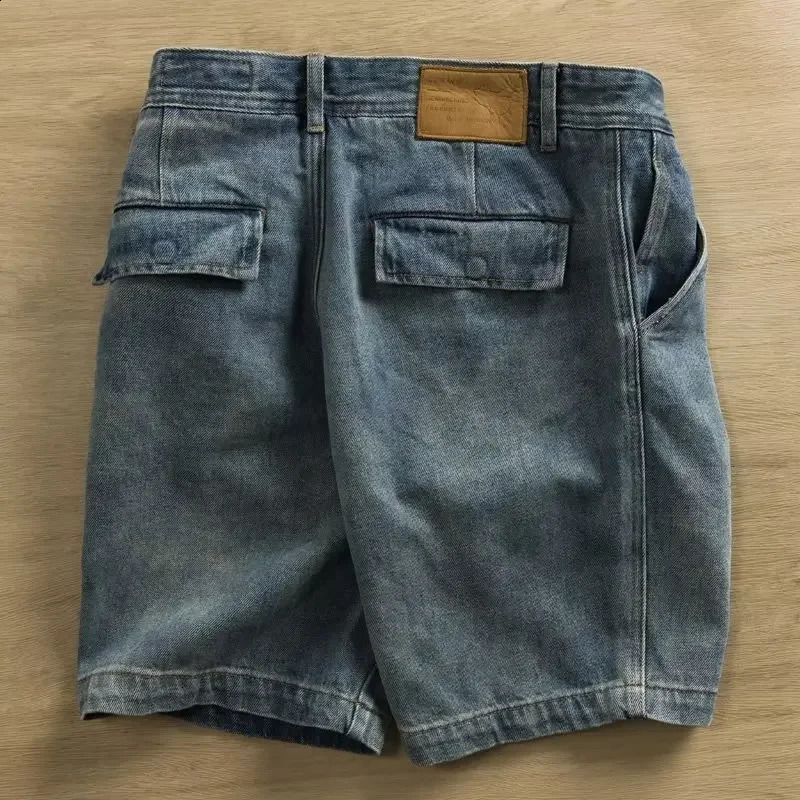 Men 2025 Summer Fashion Solid Color Pockets Jeans Shorts Mens Loose Casual Short Pants Male High Waist Straight Shorts P899 250113