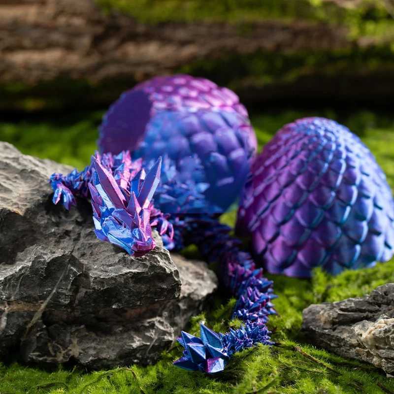 3D Printed Dragon Rotatable Articulated Dragons Western Sle Crystal Dragon Egg Home Office Desktop Craft Ornament Festive Gift Z250118
